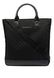 Emporio Armani quilted logo-lettering tote bag - Nero