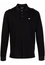 Emporio Armani embroidered-logo long-sleeved polo shirt - Nero