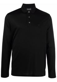 Emporio Armani logo-print long-sleeved polo top - Nero