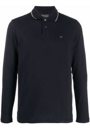 Emporio Armani longsleeved logo-print polo shirt - Blu