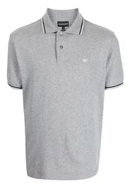 Emporio Armani logo-embroidered cotton polo shirt - Grigio