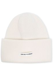 Emporio Armani logo-patch wool beanie - Toni neutri