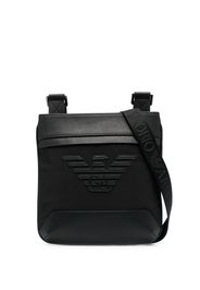 Emporio Armani logo-patch leather messenger bag - Nero