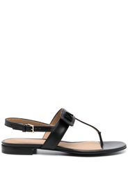 Emporio Armani logo-plaque leather sandals - Nero