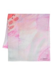 Emporio Armani graphic-print frayed scarf - Rosa