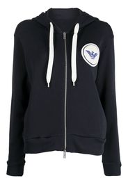 Emporio Armani logo-embroidered hooded jacket - Blu