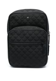 Emporio Armani logo-lettering monogram-jacquard backpack - Nero