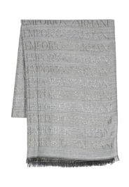 Emporio Armani logo-jacquard frayed-edge scarf - Grigio