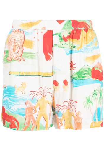 Endless Joy Far Away Places printed shorts - Bianco