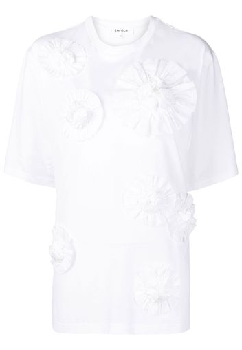 Enföld T-shirt con decorazione a fiori - Bianco