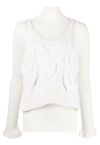 Enföld layered cable-knit top - Bianco