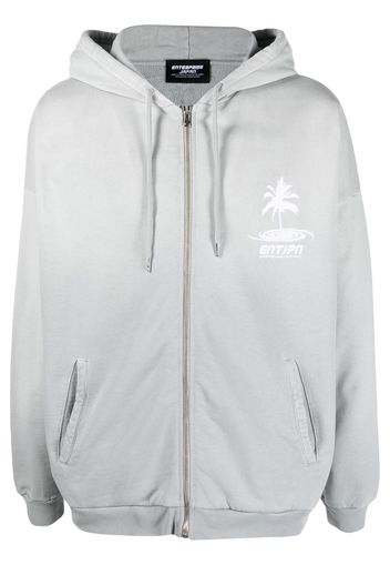 Enterprise Japan logo-print zipped hoodie - Grigio