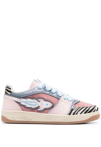 Enterprise Japan logo-patch panelled leather sneakers - Rosa