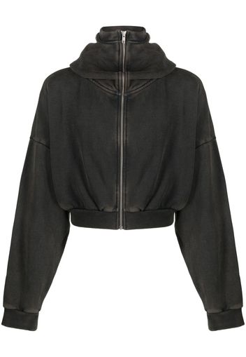 ENTIRE STUDIOS faded-effect zip-up hoodie - Nero