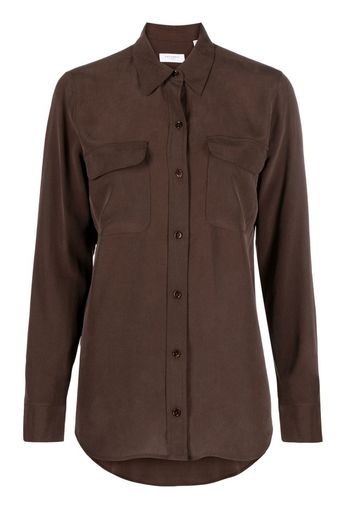 Equipment button-up silk shirt - Marrone