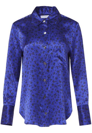 Equipment graphic-print long-sleeve silk shirt - Blu