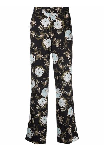 Erdem Pantaloni Lionel a fiori - Nero