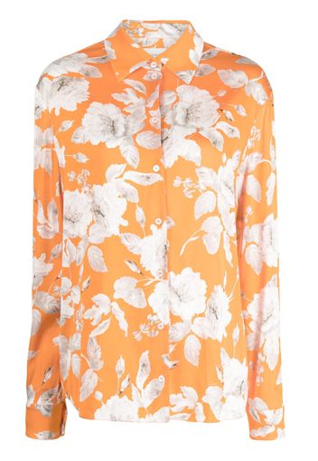 Erdem floral-print satin shirt - Arancione