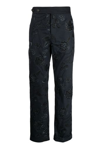 Erdem Pantaloni Samuel con ricamo a fiori - Blu