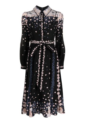 Erdem Fabiola floral print belted midi dress - Nero