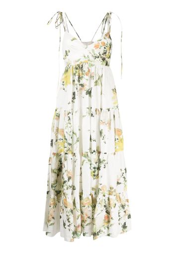 Erdem Azami floral-print linen maxi dress - Bianco