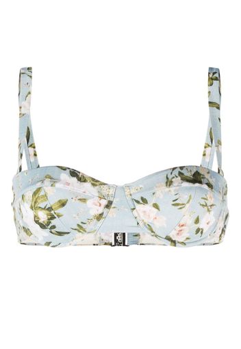 Erdem floral-print bikini top - Verde