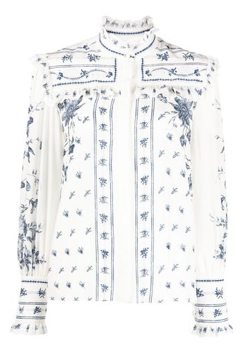 Erdem monogram-pattern silk shirt - Bianco