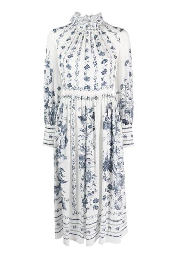 Erdem floral-print silk midi dress - Bianco