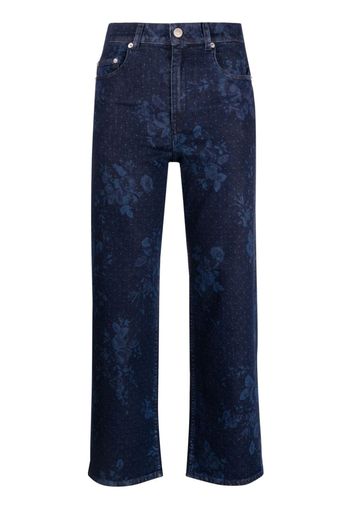 Erdem floral-jacquard cropped jeans - Blu