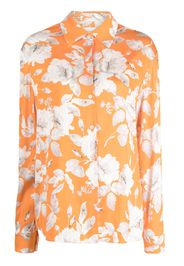 Erdem floral-print satin shirt - Arancione