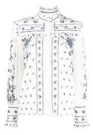 Erdem monogram-pattern silk shirt - Bianco