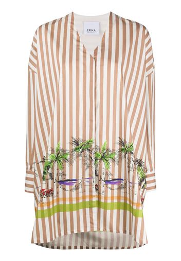 oversized striped V-neck shirt