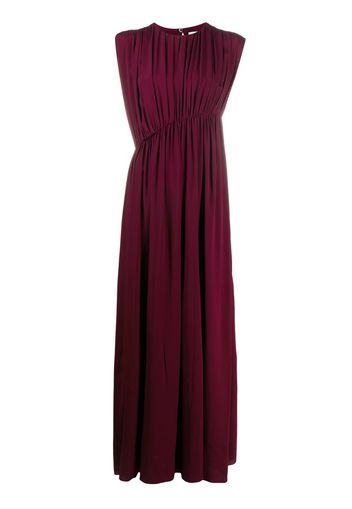 asymmetric gathered waist gown