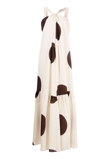 Erika Cavallini giant polka dot wrap-halterneck silk dress - Toni neutri