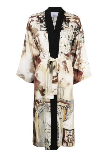 Erika Cavallini Venice-print kimono - Toni neutri