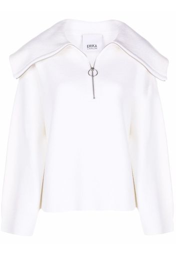 Erika Cavallini oversize-collar knitted top - Bianco