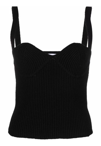 Erika Cavallini sweetheart-neck rib-knit vest - Nero