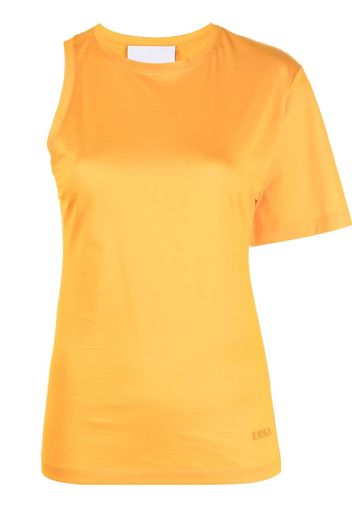 Erika Cavallini asymmetry-sleeve cotton T-shirt - Arancione