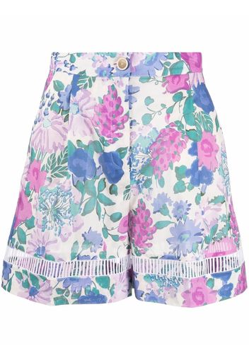 Erika Cavallini floral-print high-waisted shorts - Bianco