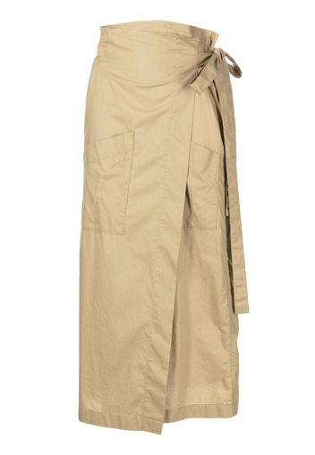 Erika Cavallini tied-waist wrap midi skirt - Marrone