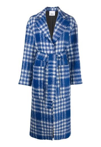 Erika Cavallini checked belted mid-length coat - Blu