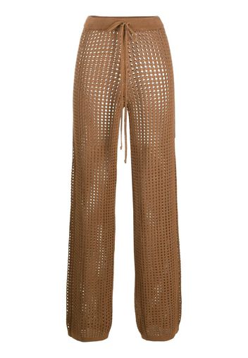 Erika Cavallini perforated-knit flared trousers - Marrone