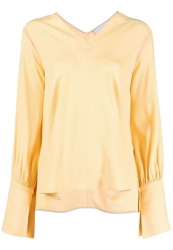 Erika Cavallini long-cuff V-neck blouse - Giallo