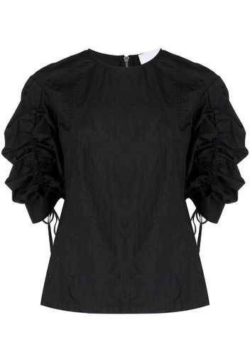 Erika Cavallini gathered-sleeve detail blouse - Nero