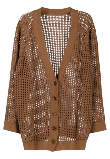 Erika Cavallini open-knit cardi-coart - Marrone