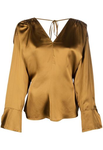 Erika Cavallini V-neck long-sleeve shirt - Marrone