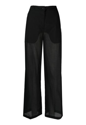 Erika Cavallini wide-leg cotton-silk trousers - Nero