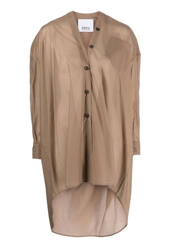 Erika Cavallini V-neck buttoned shirt - Marrone