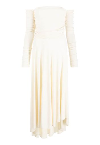 Erika Cavallini off-shoulder asymmetric midi dress - Toni neutri