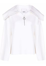 Erika Cavallini oversize-collar knitted top - Bianco